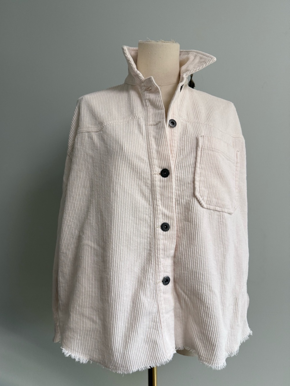 ZARA Blush Pink Corduroy Shacket Jacket | XS Oversized Boxy Fall Layering
